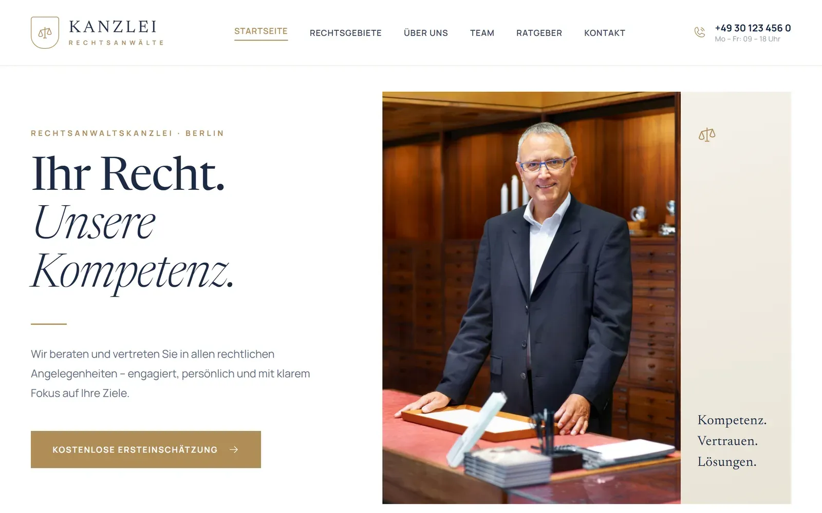 Vorschau der Demo-Webseite für eine Anwaltskanzlei