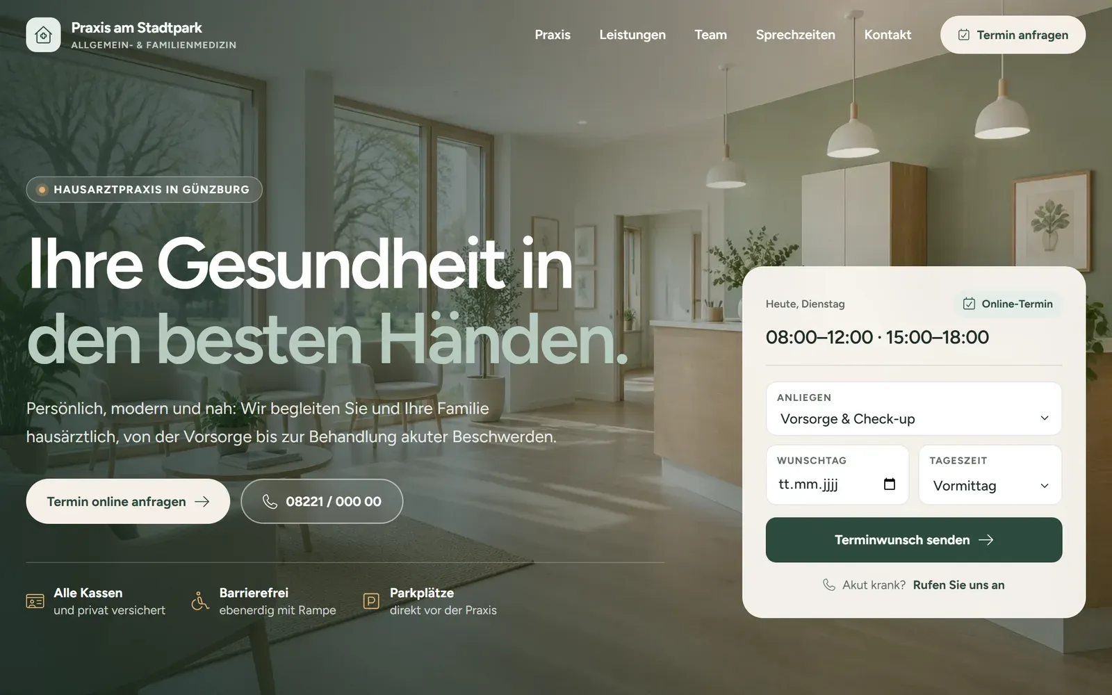 Vorschau der Demo-Webseite für eine Arztpraxis