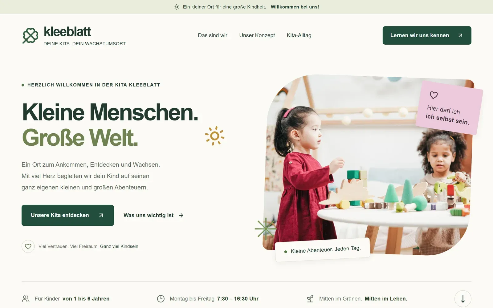 Vorschau der Demo-Webseite für eine Kita